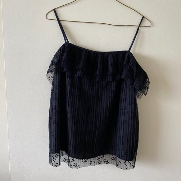 J. CREW Black Patterned Ruffle Layered Camisole - Picture 10 of 11